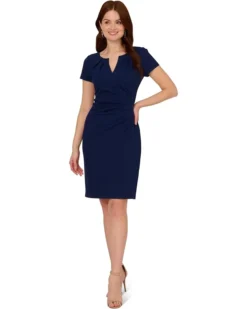 Adrianna Papell Knit Crepe Draped Midi Dress | Dresses