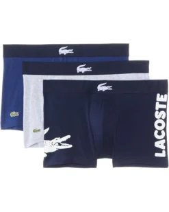 Lacoste Cotton Stretch Big Croc Print Trunks, 3-pack | Underwear