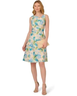 Adrianna Papell Asymmetrical Jacquard Midi Dress | Dresses