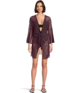 BECCA Muse Stretch Mesh Tie Front Cover-Up | Swimwear