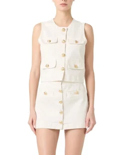 Blank NYC Denim Vest with Gold Buttons | Coats & Outerwear