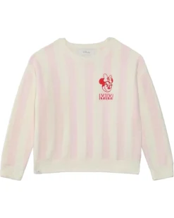 Barefoot Dreams Kids Cozychic Lite® Youth Disney Minnie Stripe Pullover(Little Kid/Big Kid) | Sweaters