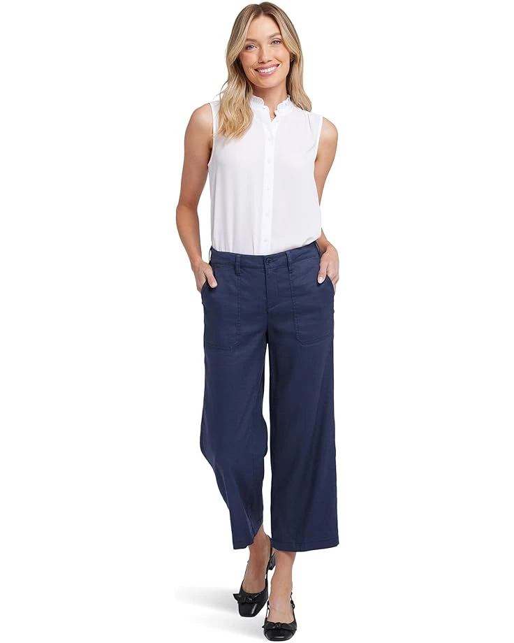 NYDJ Petite Wide Leg Cargo Capri Pants in Oxford Navy 1 NYDJ Petite Wide Leg Cargo Capri Pants in Oxford Navy