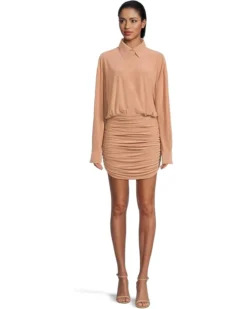 Norma Kamali Oversized Boyfriend NK Shirt Shirred Bottom Mini Dress | Dresses