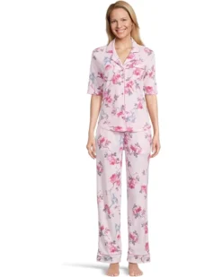 Karen Neuburger Elbow Sleeve Notch Collar Girlfriend PJ Set | Sleepwear