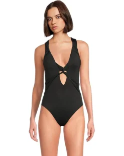 BECCA Color Code Iris Twist Front Plunge One Piece | Swimwear