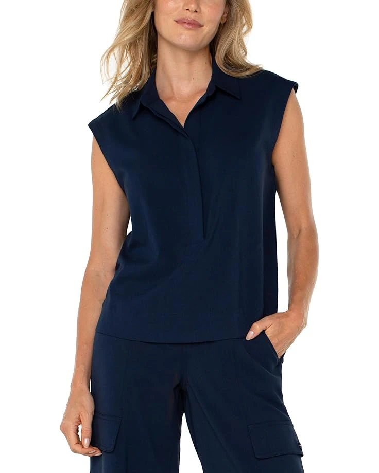 Liverpool Los Angeles Sleeveless Cropped Shirt With Elastic at Waist | Shirts & Tops 3 Liverpool Los Angeles Sleeveless Cropped Shirt With Elastic at Waist | Shirts & Tops - Image 3