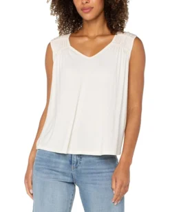 Liverpool Los Angeles Sleeveless Shirred Detail Knit Top | Shirts & Tops