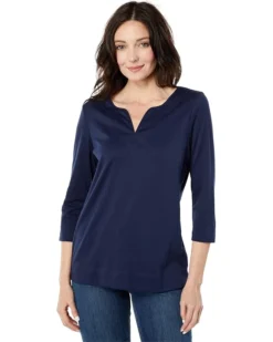 L.L.Bean Pima Tops Split-Neck Tunic 3/4 Sleeve | Shirts & Tops -Shoes For Every Day 716RUjkaSzL. AC SR736920