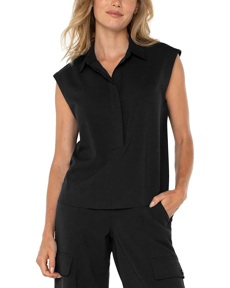 Liverpool Los Angeles Sleeveless Cropped Shirt With Elastic at Waist | Shirts & Tops 1 Liverpool Los Angeles Sleeveless Cropped Shirt With Elastic at Waist | Shirts & Tops