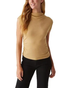 Michael Stars Reese Mock Neck Power Shoulder Top | Shirts & Tops