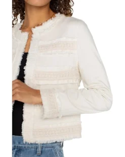 Liverpool Los Angeles Collarless Jacket With Fray & Lace in Soft Touch Twill | Coats & Outerwear -Shoes For Every Day 71Ll1yUbc3L. AC SR736920