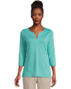 L.L.Bean Pima Tops Split-Neck Tunic 3/4 Sleeve | Shirts & Tops -Shoes For Every Day 71NUp8l0ML. AC SR736920