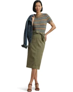 Lauren Ralph Lauren Belted Cotton Twill Pencil Skirt | Skirts -Shoes For Every Day 71Wka8hFAaL. AC SR736920