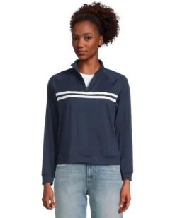 Barefoot Dreams Malibu Collection® 1/2 Zip Pullover W/ Stripes | Sweaters