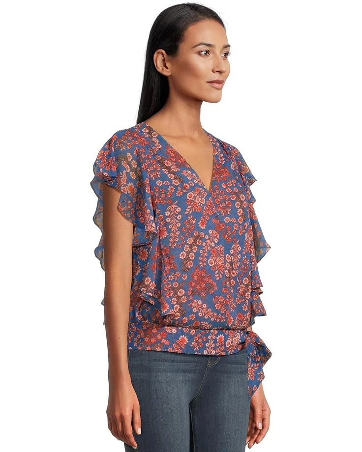 Liverpool Los Angeles Short Sleeve Ruffle Sleeve Draped Front Woven Blouse | Shirts & Tops 2 Liverpool Los Angeles Short Sleeve Ruffle Sleeve Draped Front Woven Blouse | Shirts & Tops - Image 2