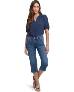 NYDJ Petite Marilyn Crop Side Button Placket Jeans in Valencia Surf