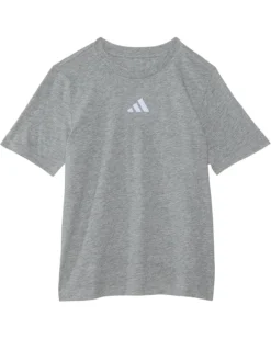 adidas Kids Small Embroidered Logo Heather Tee (Big Kids) | Shirts & Tops