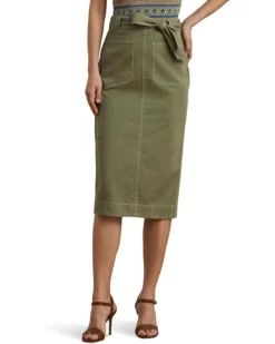 Lauren Ralph Lauren Belted Cotton Twill Pencil Skirt | Skirts