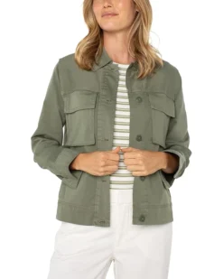 Liverpool Los Angeles Button Front Cargo Jacket | Coats & Outerwear