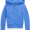 Polo Ralph Lauren Kids Mini-Cable Cotton Full-Zip Hoodie (Toddler/Little Kid) | Hoodies & Sweatshirts