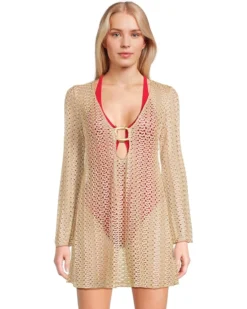BECCA Golden Crochet Buckle Tunic Cover-Up | Swimwear