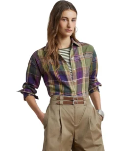 Lauren Ralph Lauren Relaxed Fit Plaid Linen Shirt | Shirts & Tops