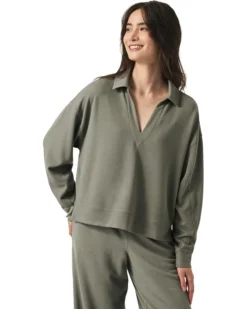 Splendid Waffle Scuba Polo Sweatshirt | Hoodies & Sweatshirts