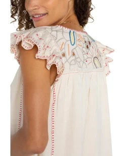 Liverpool Los Angeles Flutter Sleeve V-neck Woven Blouse With Embroidery | Shirts & Tops -Shoes For Every Day 81V1kL6UMTL. AC SR736920