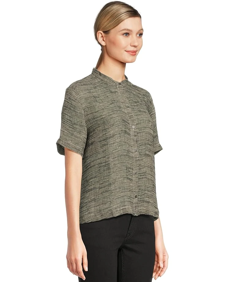 Eileen Fisher Mandarin Collar Short Sleeve Shirt | Shirts & Tops 2 Eileen Fisher Mandarin Collar Short Sleeve Shirt | Shirts & Tops - Image 2