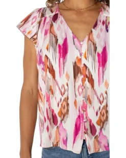 Liverpool Los Angeles Flutter Sleeve Button Front Knit Top | Shirts & Tops -Shoes For Every Day 81bIektGOL. AC SR736920