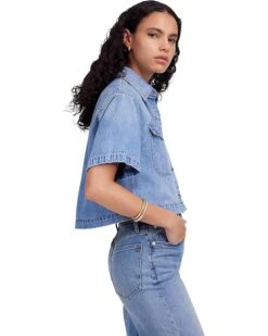 Madewell Boxy Cropped Short Sleeve Shirt In Altoona | Shirts & Tops -Shoes For Every Day 81jbc3zbi6L. AC SR736920