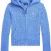 Polo Ralph Lauren Kids Mini-Cable Cotton Full-Zip Hoodie (Big Kid) | Hoodies & Sweatshirts