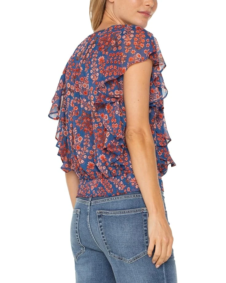 Liverpool Los Angeles Petite Short Sleeve Ruffle Sleeve Draped Front Woven Blouse | Shirts & Tops 2 Liverpool Los Angeles Petite Short Sleeve Ruffle Sleeve Draped Front Woven Blouse | Shirts & Tops - Image 2