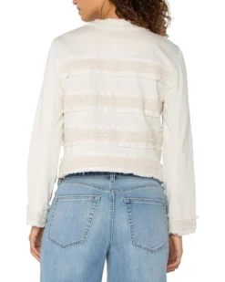 Liverpool Los Angeles Collarless Jacket With Fray & Lace in Soft Touch Twill | Coats & Outerwear -Shoes For Every Day 81ylDOdYRZL. AC SR736920