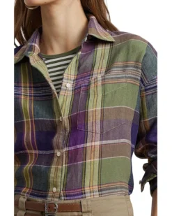 Lauren Ralph Lauren Relaxed Fit Plaid Linen Shirt | Shirts & Tops -Shoes For Every Day 91aHZ1PGbeL. AC SR736920
